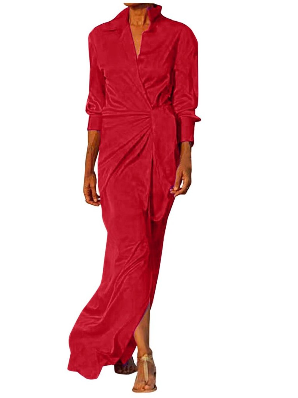 Homecoming Dresses Fashion Women Casual Bandage V-Neck Solid Slimming Long Leeve